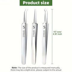 3 Pcs Silver Professional Blackhead Tweezer Professional Facial Blackhead Remover Tweezers Precision Extractor Acne Removal Kit Pimple Popper Tool with Storage Box Skin Care Tools, Blackhead Tweezers