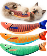 Cat Toys Saury Fish, 3 Pack, Catnip Crinkle Sound, Soft and Durable, Interactive Kitten Kicker for Indoor Kitty Exercise 9.4 Inches for All Breeds
