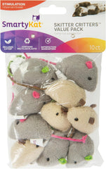 Skitter Critters Value Pack Catnip Cat Toys - Gray/Cream, Set of 10