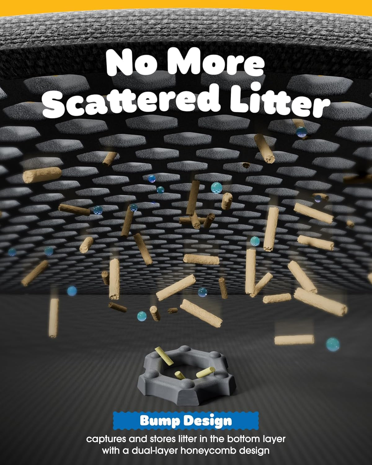 Cat Litter Mat - 23.2'' X 14.6'' Small Litter Trapping Mat, Easy to Clean Litter Box Mat, Waterproof, Urine-Proof, Non-Slip Kitty Litter Mats for Floor, Grey