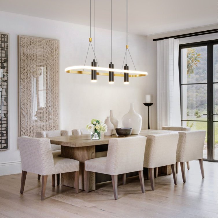 Javeriah – 4-Light Black & Gold Dimmable LED Pendant Light