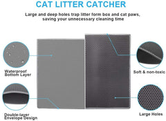 Cat Litter Mat Double Layer Waterproof Urine Proof Trapping Mat 1 Pack (Gray, 24X15 Inch (Pack of 1))