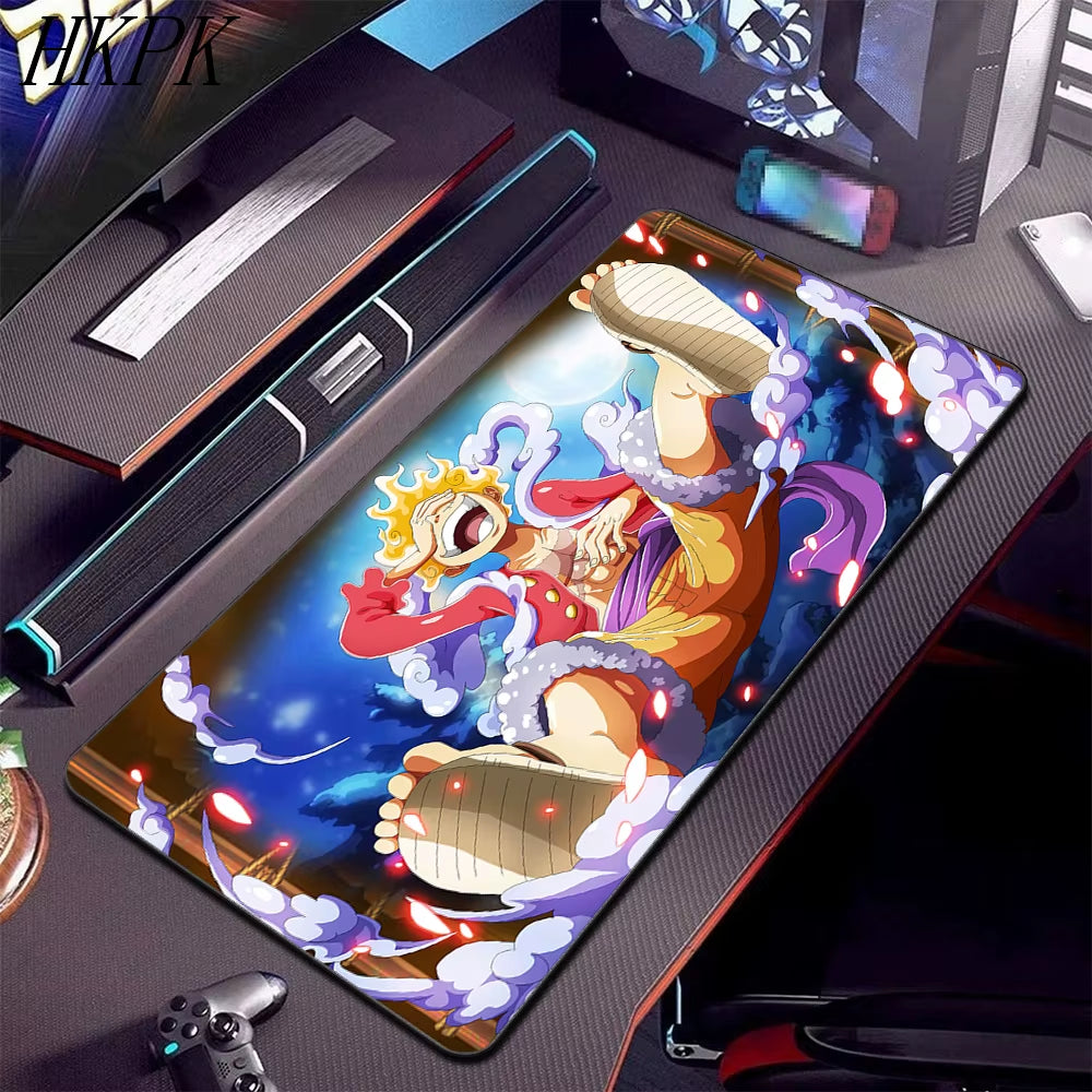 Luffys-Gear5 Desk Mat Large Mousepad Anime Mouse Pad O-One-Pieces Pc Accessories Gamer Keyboard Xxl Gaming Extended Mats