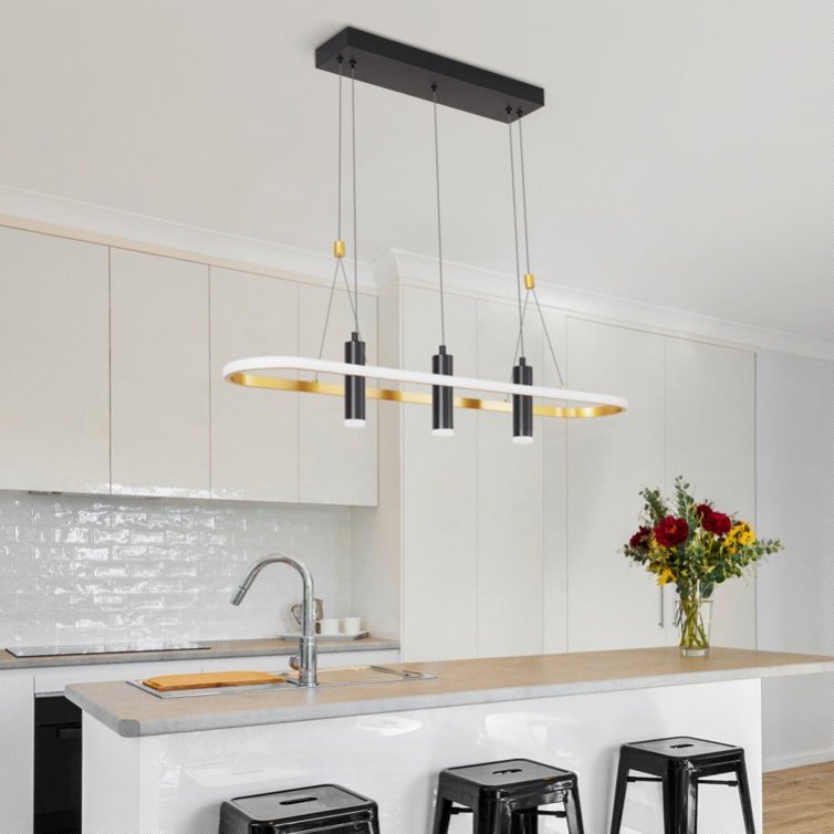Javeriah – 4-Light Black & Gold Dimmable LED Pendant Light