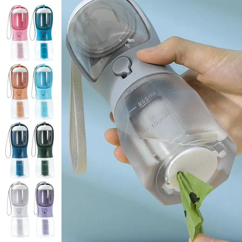 PawPort™ – 3-in-1 Portable Pet Water Bottle with Food & Waste Bag Storage