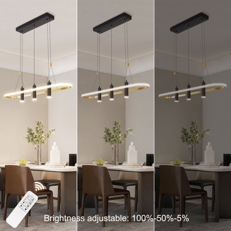 Javeriah – 4-Light Black & Gold Dimmable LED Pendant Light