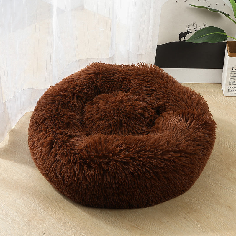 CozyNest™ – Round Plush Calming Pet Bed for Small Dogs & Cats
