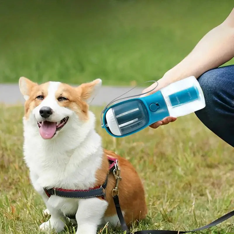 PawPort™ – 3-in-1 Portable Pet Water Bottle with Food & Waste Bag Storage