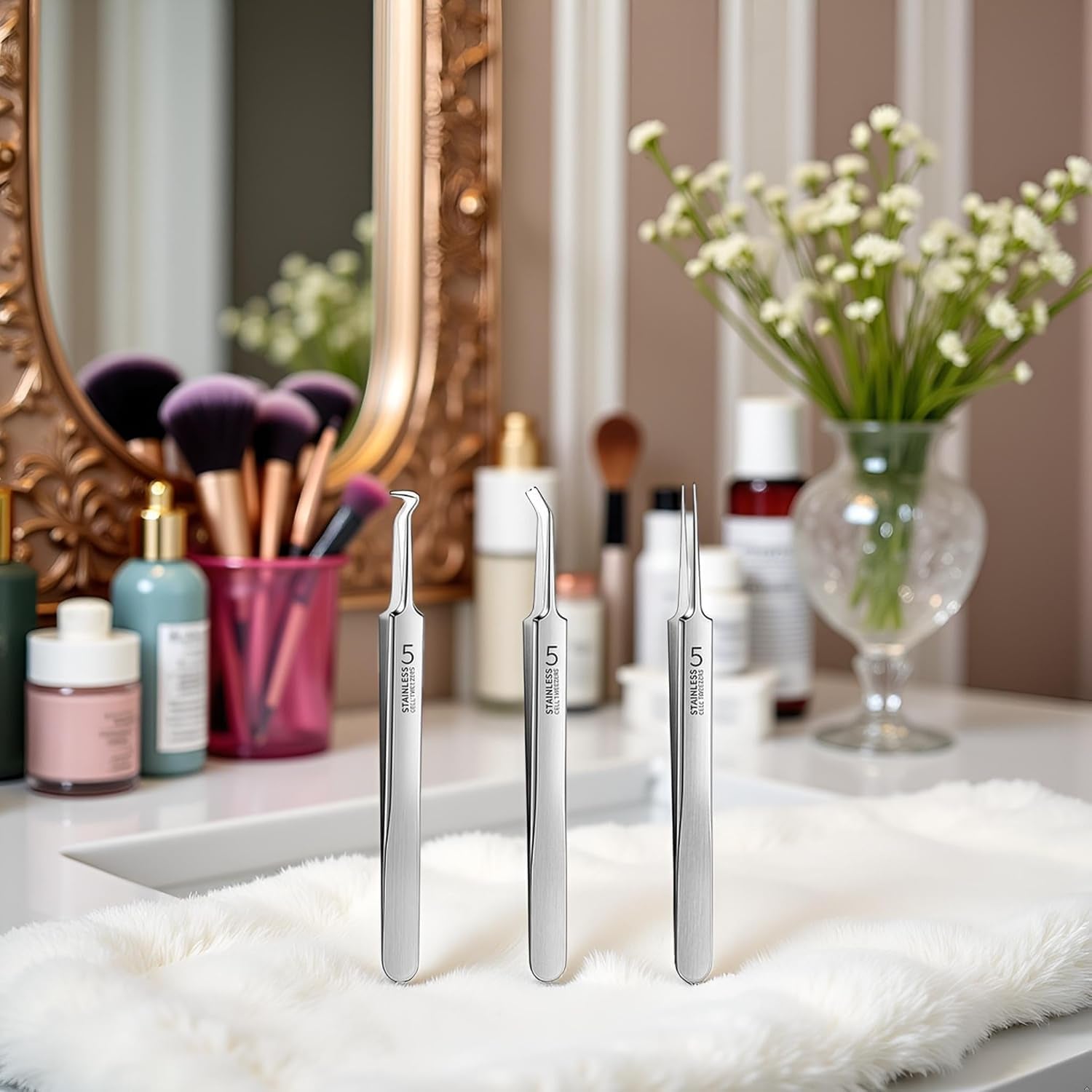 3 Pcs Silver Professional Blackhead Tweezer Professional Facial Blackhead Remover Tweezers Precision Extractor Acne Removal Kit Pimple Popper Tool with Storage Box Skin Care Tools, Blackhead Tweezers