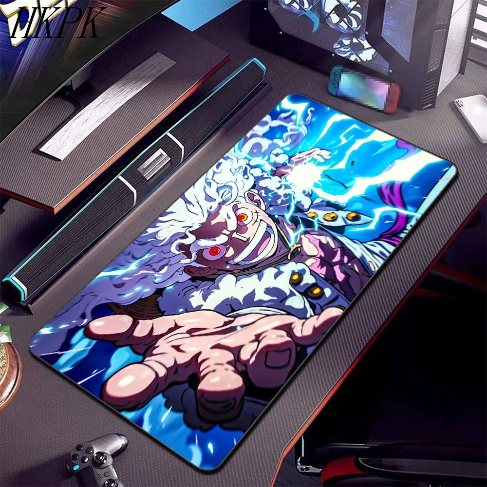 Luffys-Gear5 Desk Mat Large Mousepad Anime Mouse Pad O-One-Pieces Pc Accessories Gamer Keyboard Xxl Gaming Extended Mats