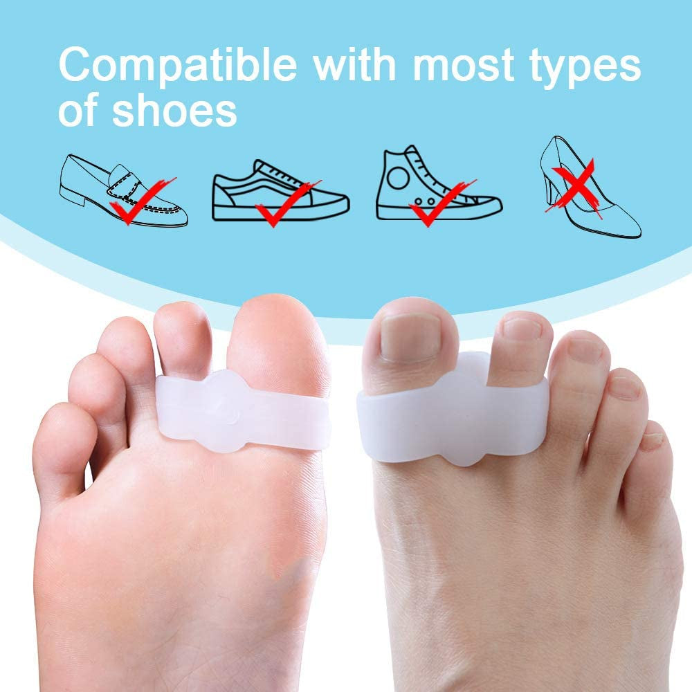 Pack of 12 Bunion Corrector, Toe Separators with 2 Loops, Big Toe Spacer Suitable for Bunion and Overlap Toe (White)