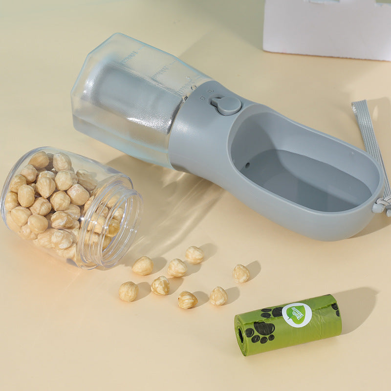 PawPort™ – 3-in-1 Portable Pet Water Bottle with Food & Waste Bag Storage