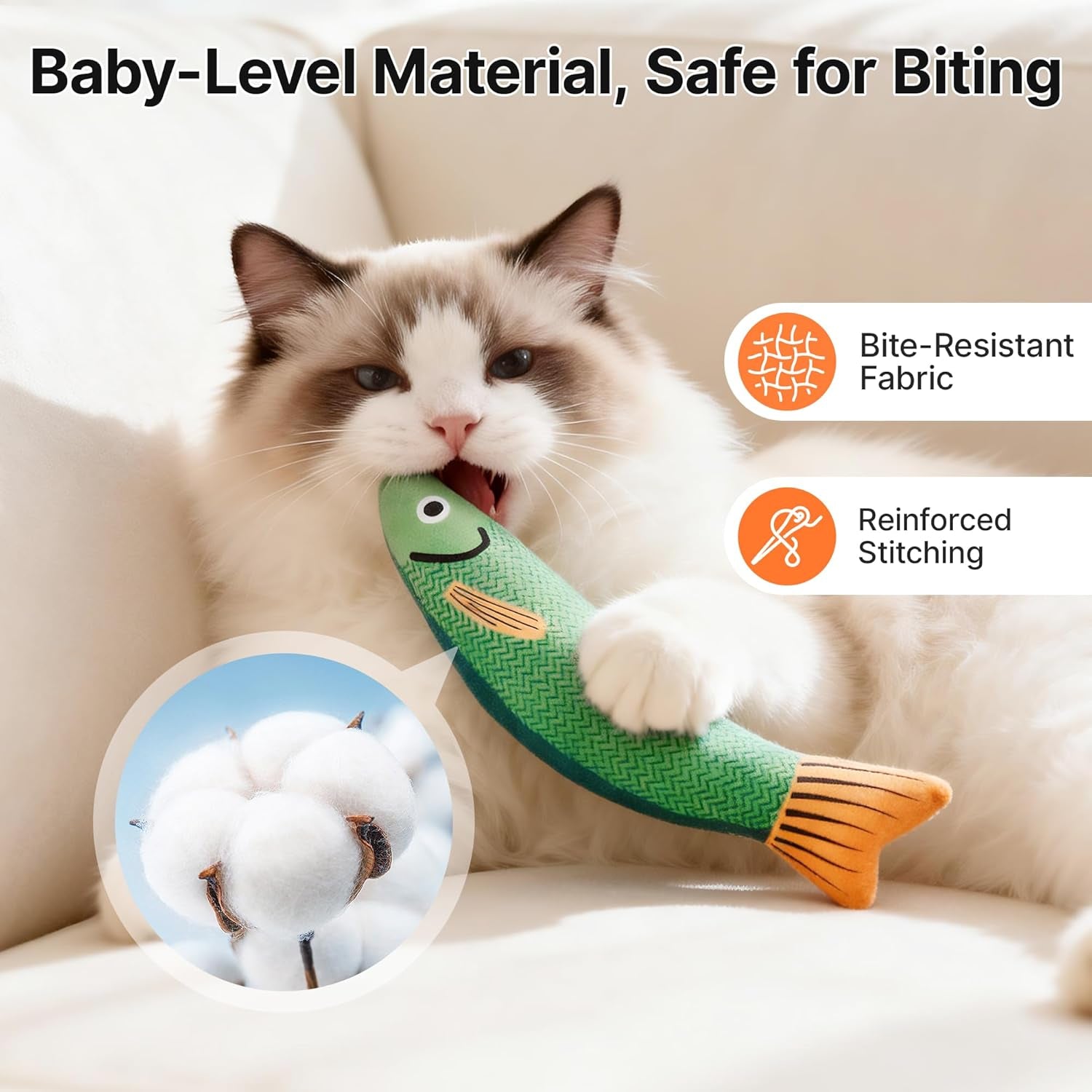 Cat Toys Saury Fish, 3 Pack, Catnip Crinkle Sound, Soft and Durable, Interactive Kitten Kicker for Indoor Kitty Exercise 9.4 Inches for All Breeds