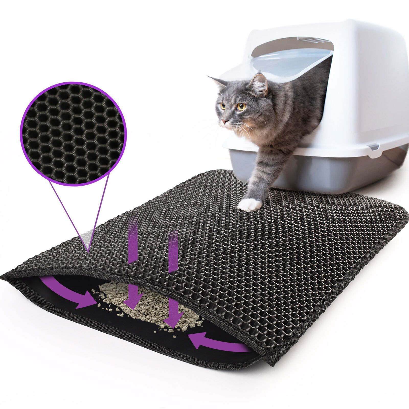 PawCatch™ – Waterproof Honeycomb Cat Litter Mat (24" x 15")