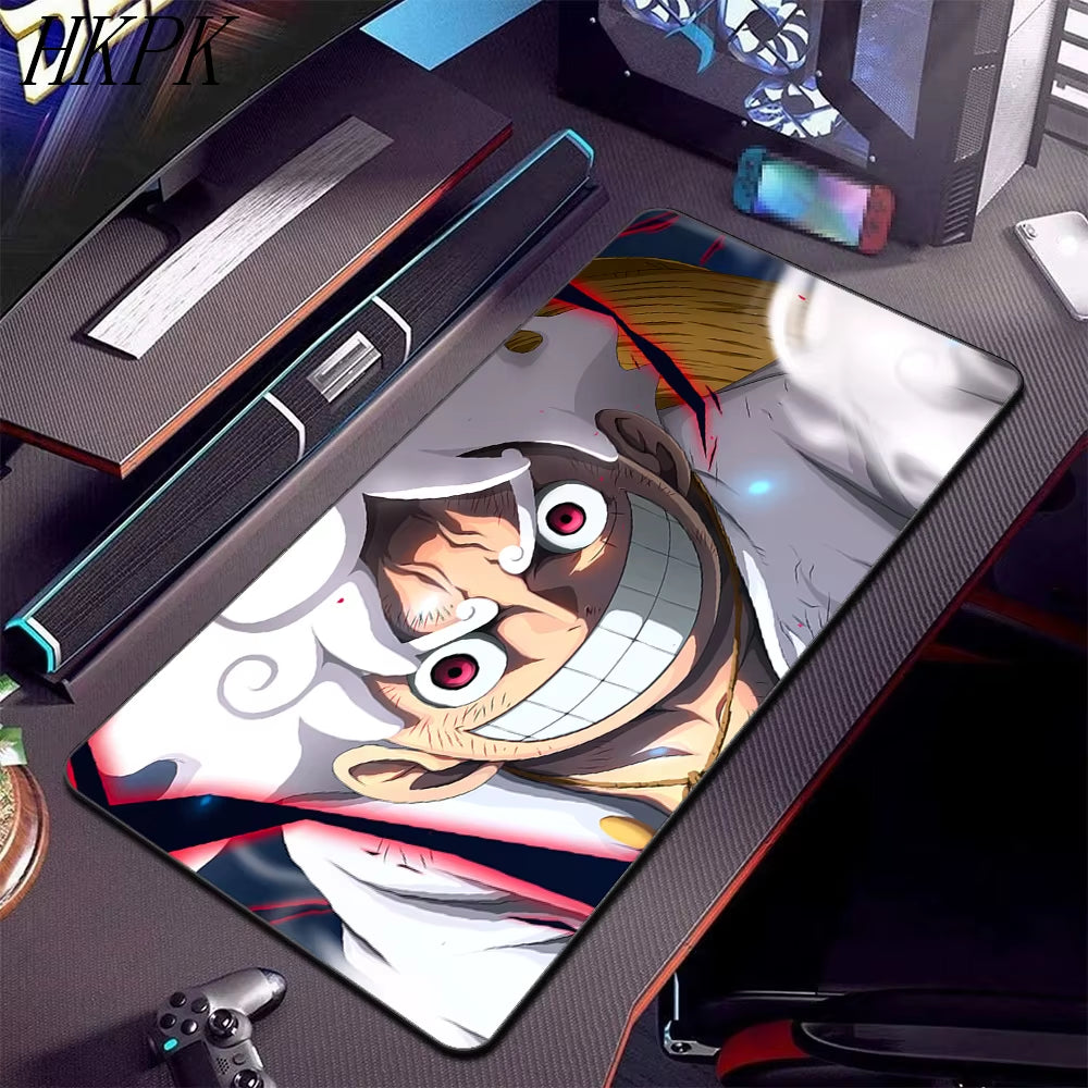 Luffys-Gear5 Desk Mat Large Mousepad Anime Mouse Pad O-One-Pieces Pc Accessories Gamer Keyboard Xxl Gaming Extended Mats