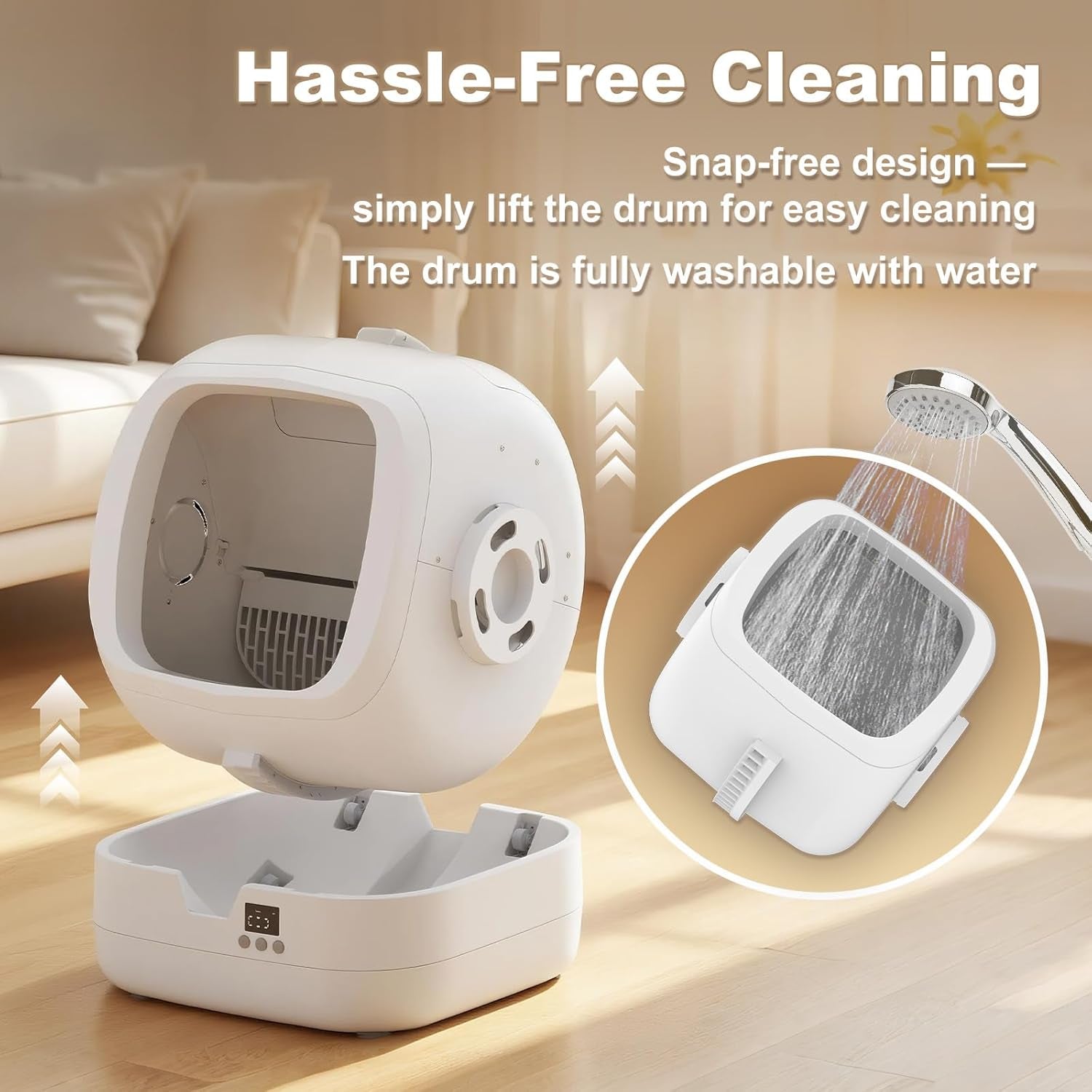 Automatic Cat Litter Box Self Cleaning - APP Control and Weight Monitoring - Ultra-Quiet, Suitable for Medium Cats and Kittens, Safe Anti-Pinch Litter Box (Assembly Required) - White