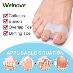 Pack of 12 Bunion Corrector, Toe Separators with 2 Loops, Big Toe Spacer Suitable for Bunion and Overlap Toe (White)